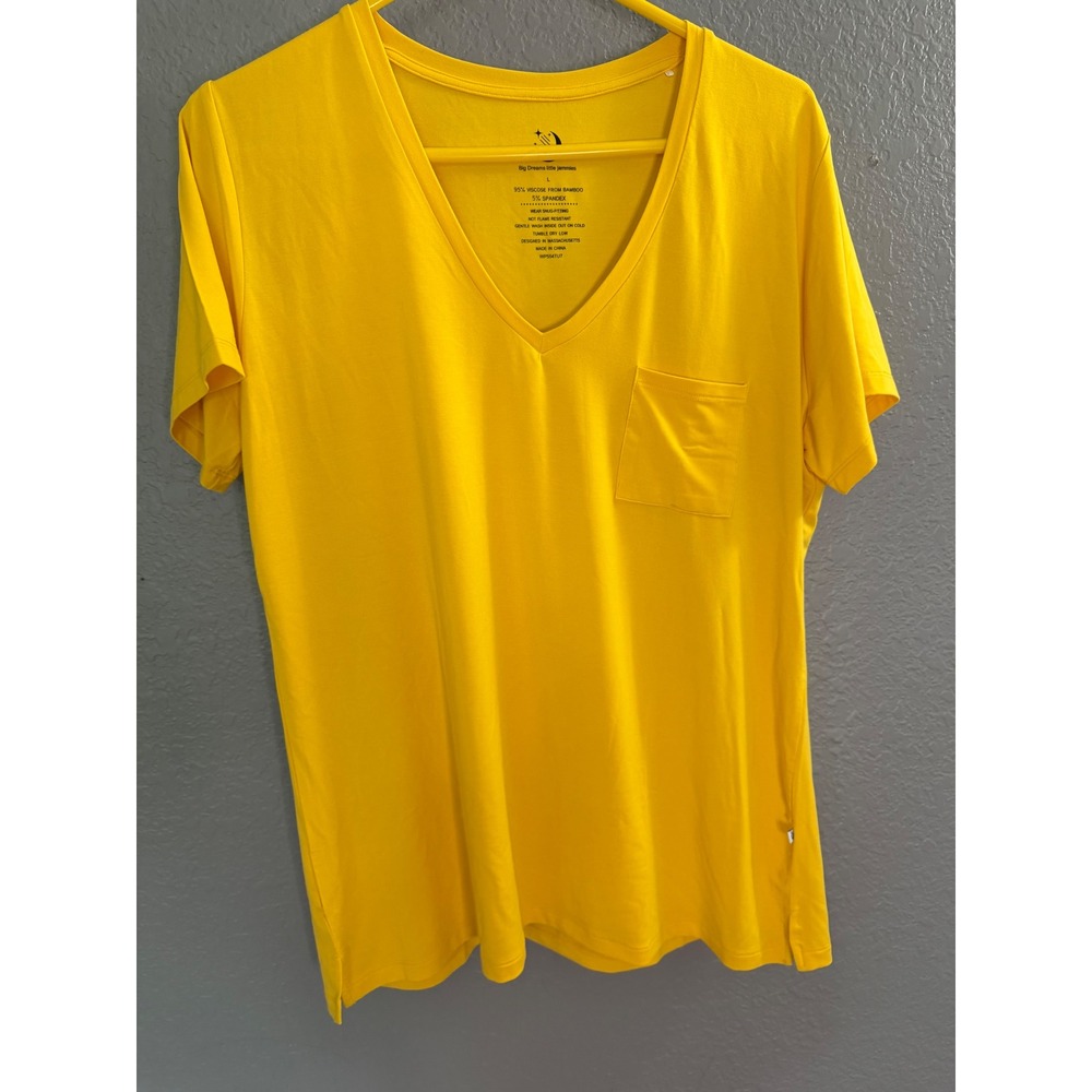 Little Sleepies Pajama Top Large Yellow Bamboo Viscose V-Neck Cool Bright Snug